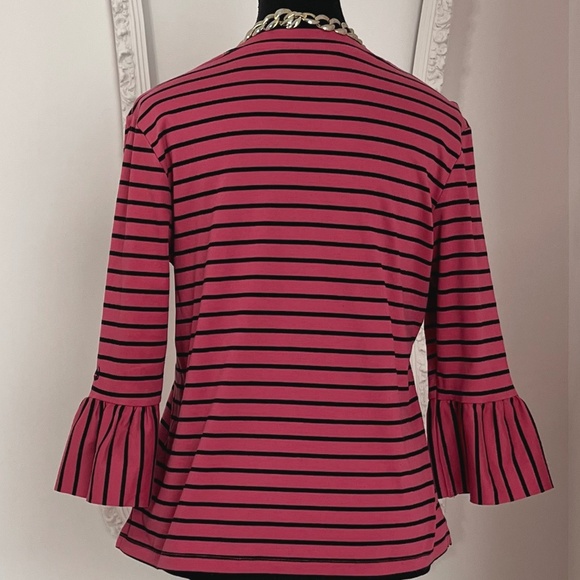 Pink Striped Flared Sleeves T-Shirt - Picture 3 of 8